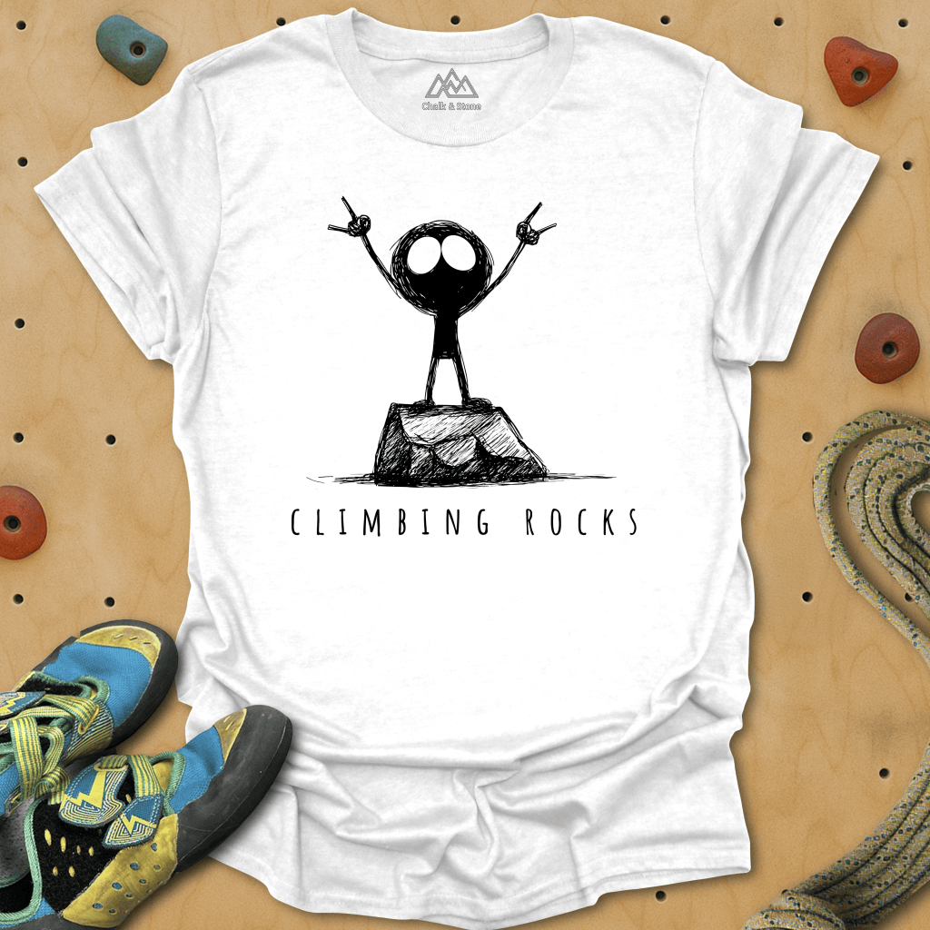 Climbing Rocks Stick Figure Tee