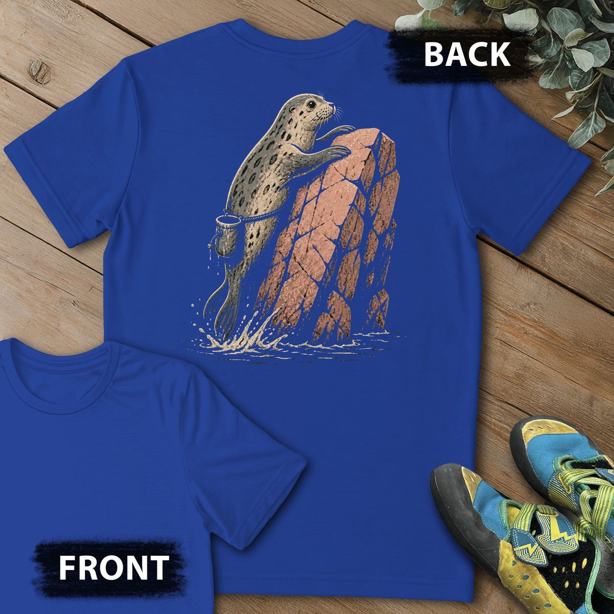 Acadia Deep Water Backprint Tee in Royal — flat lay mockup