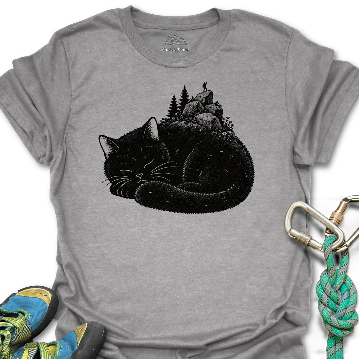 Cat Nap Boulder Garden Tee in Sport Grey — flat lay mockup