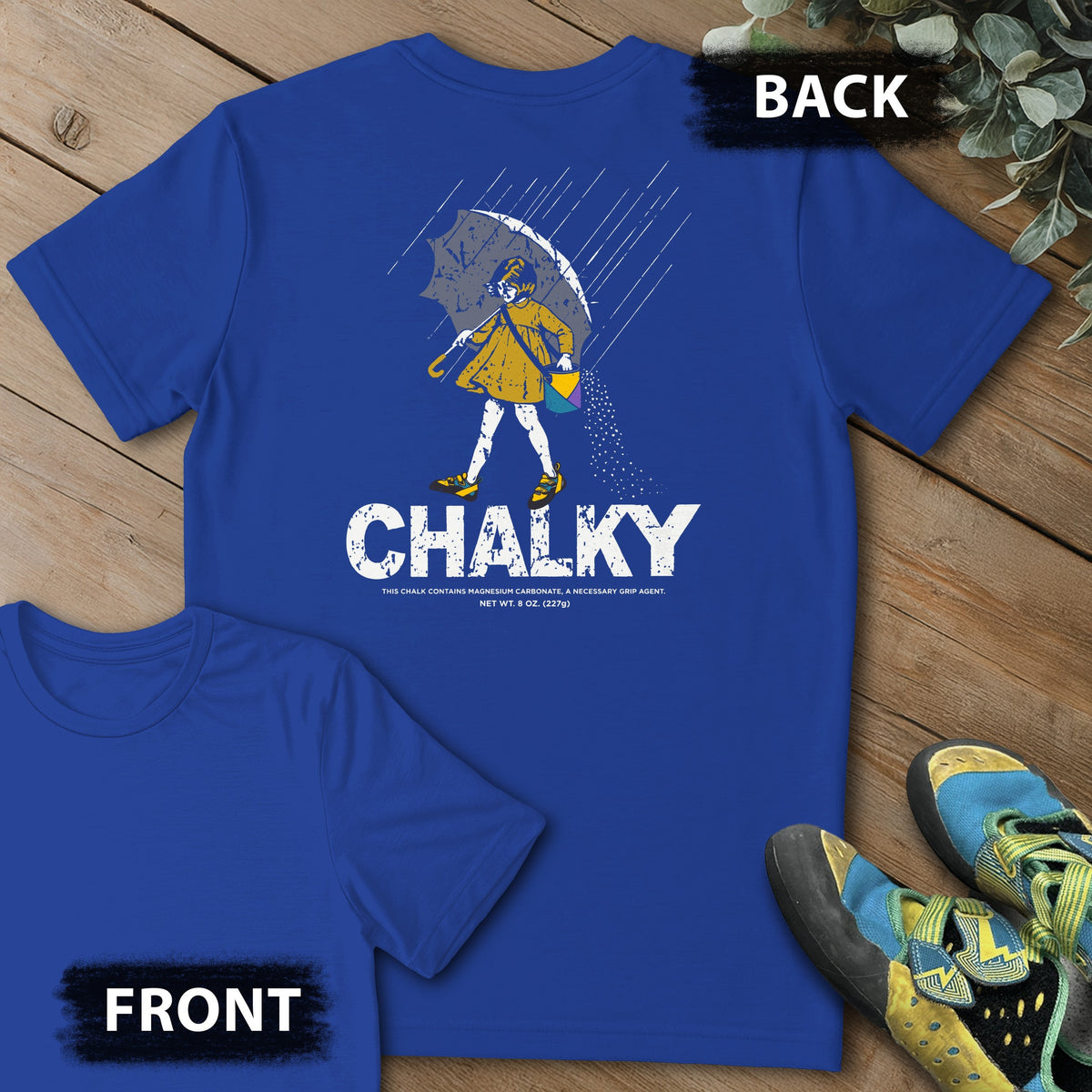 Morton Chalky Backprint Tee in Royal — flat lay mockup