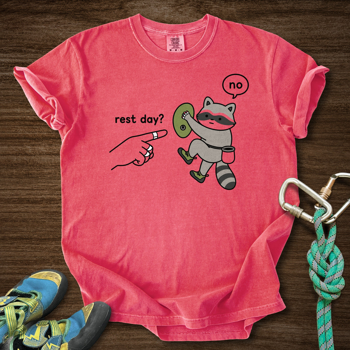 No To Rest Day Premium in Watermelon — flat lay mockup