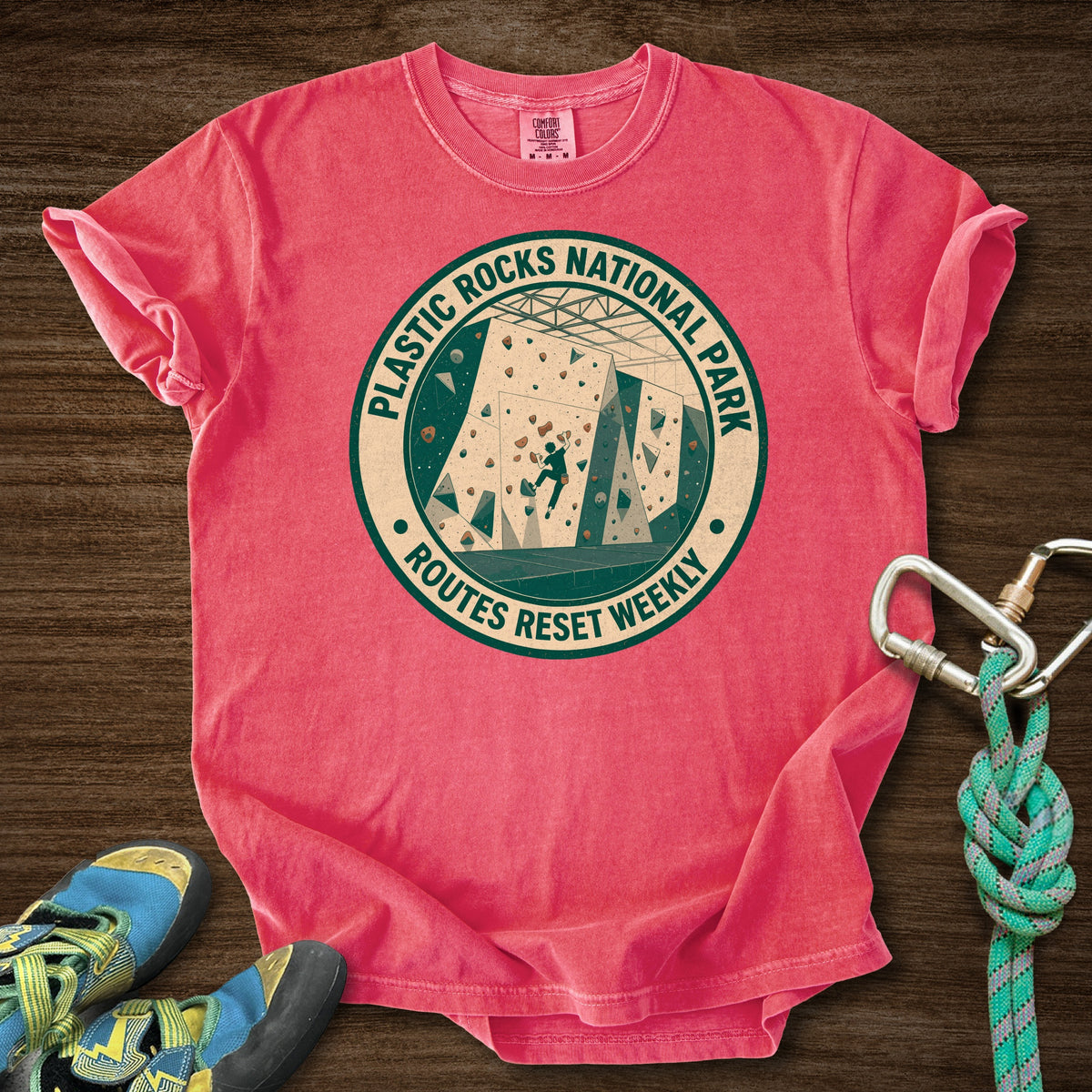 Plastic Rocks Natl Park Premium in Watermelon — flat lay mockup