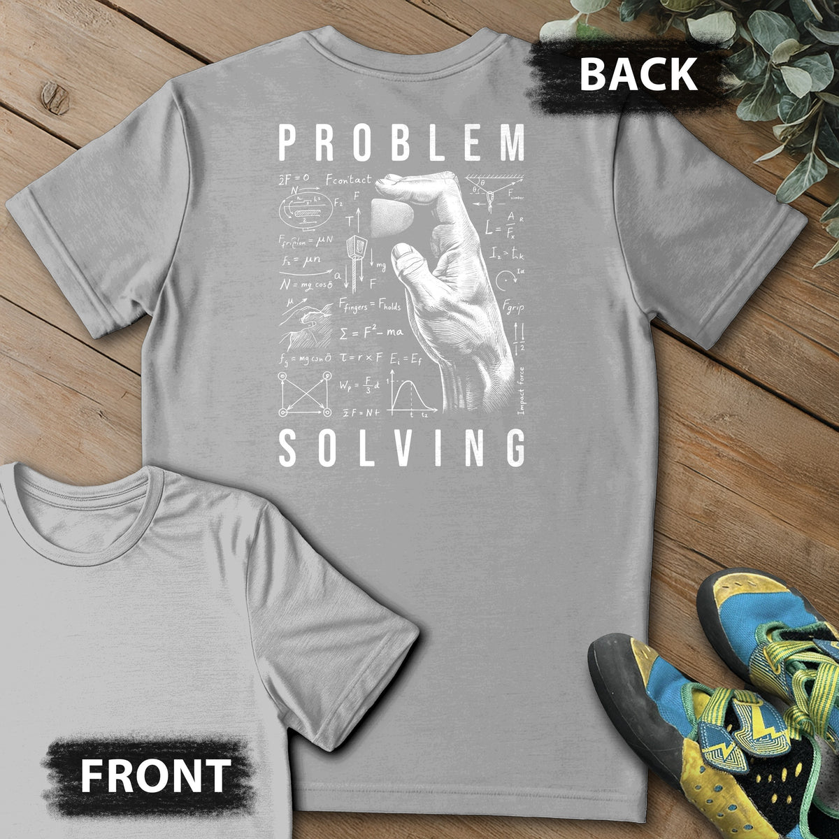 PS Equations Side Crimp Backprint Tee in Sport Grey — flat lay mockup