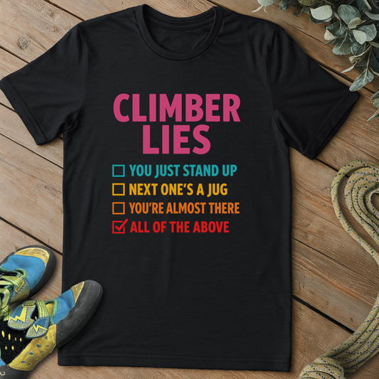 Climber Lies Checklist Tee