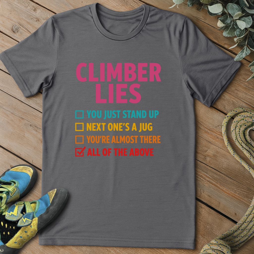 Climber Lies Checklist Tee