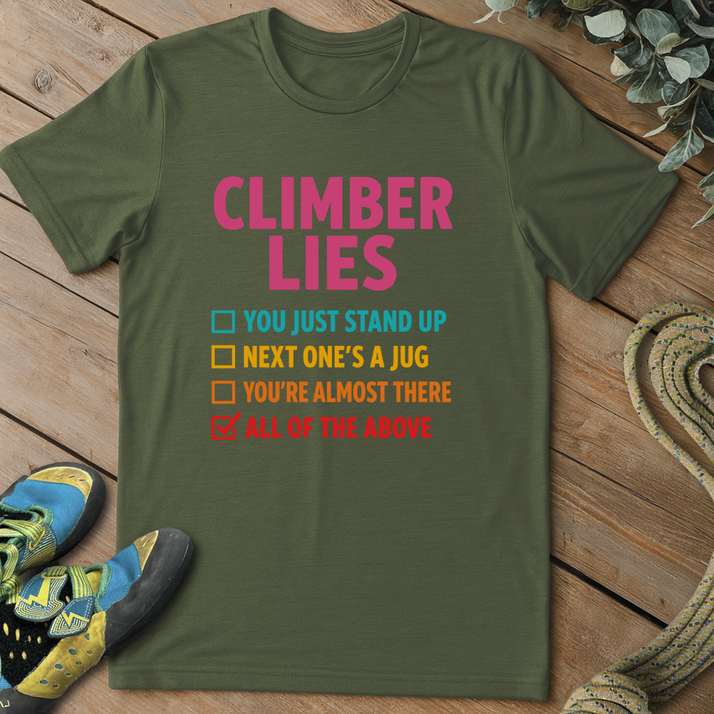 Climber Lies Checklist Tee