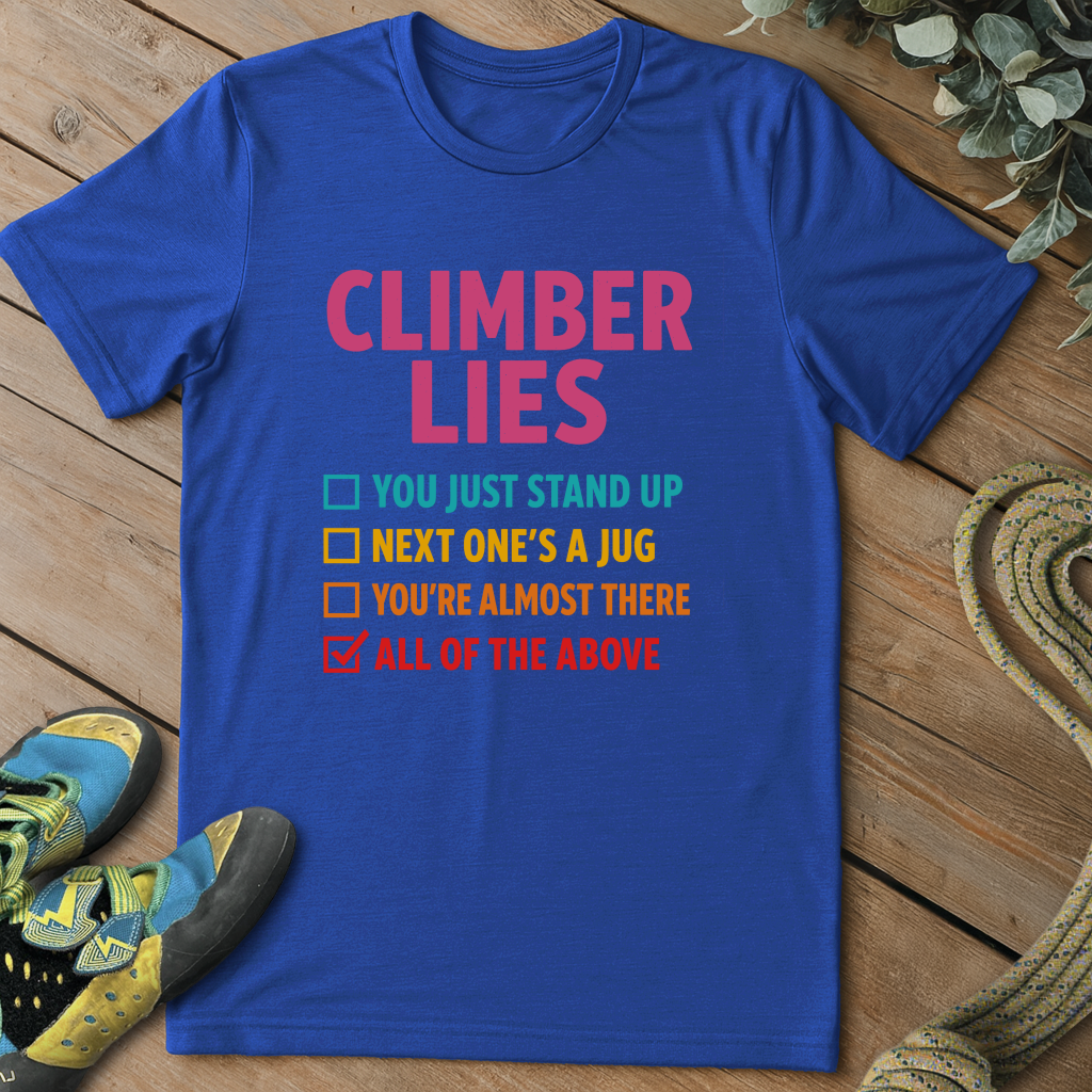 Climber Lies Checklist Tee