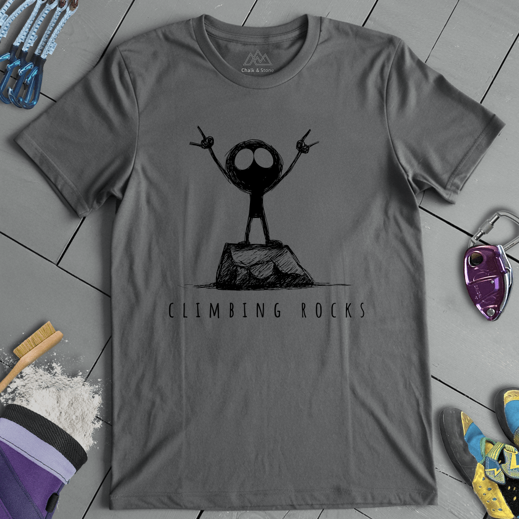 Climbing Rocks Stick Figure Tee
