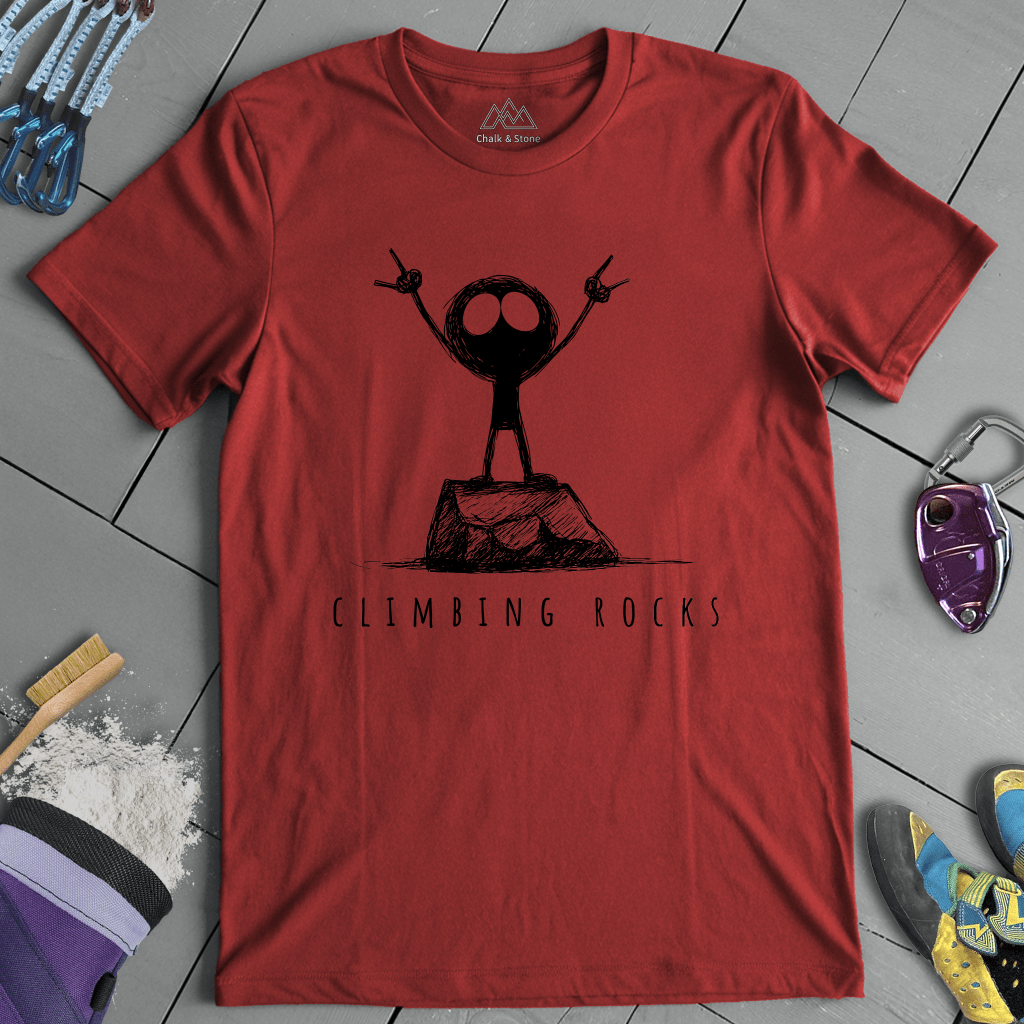 Climbing Rocks Stick Figure Tee