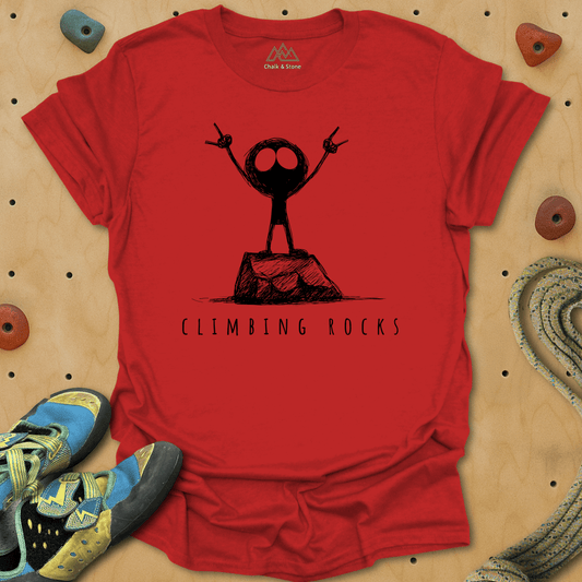 Climbing Rocks Stick Figure Tee