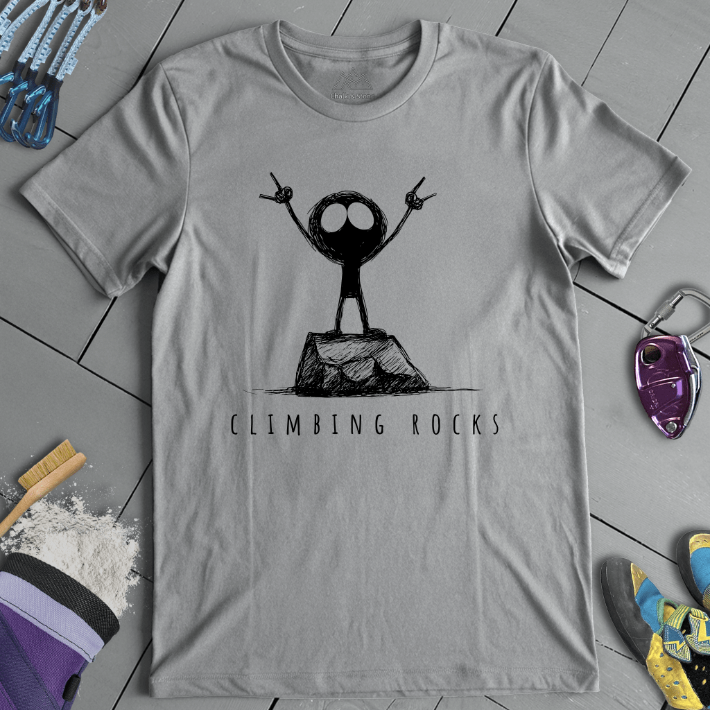 Climbing Rocks Stick Figure Tee