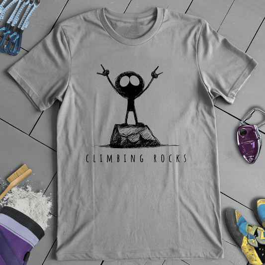 Climbing Rocks Stick Figure Tee