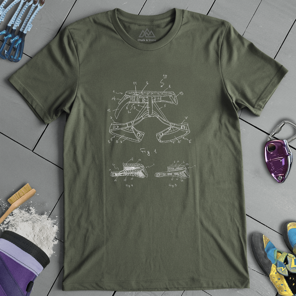 Climbing Harness Patent Tee