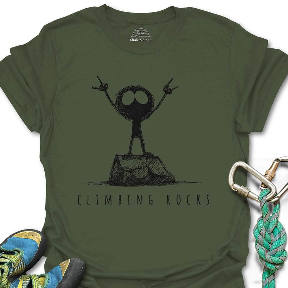 Climbing Rocks Stick Figure Tee