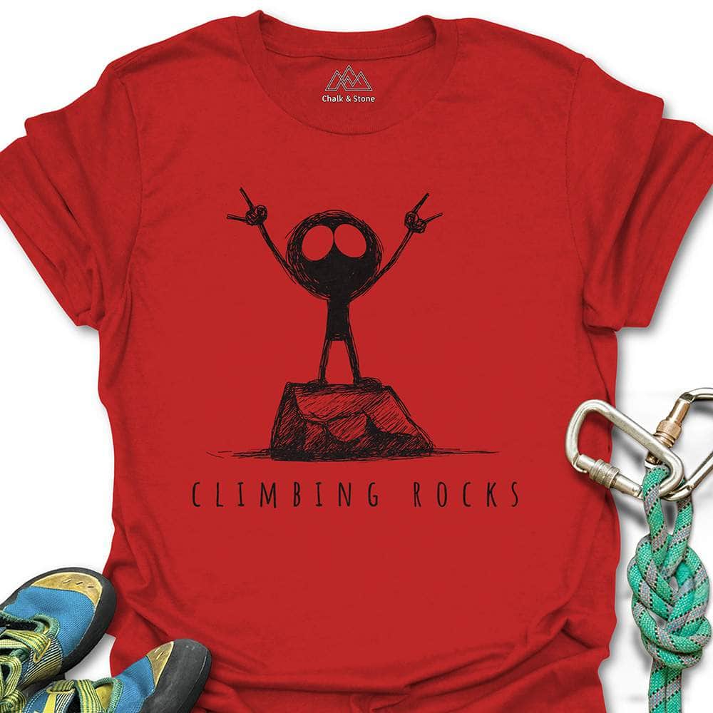 Climbing Rocks Stick Figure Tee