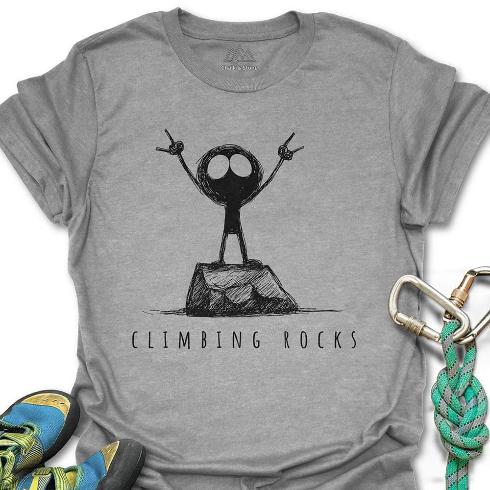 Climbing Rocks Stick Figure Tee