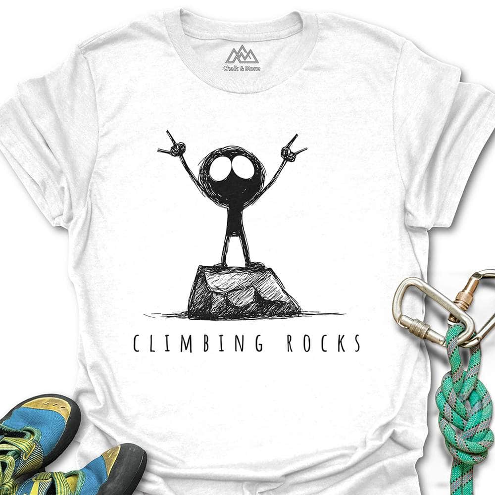 Climbing Rocks Stick Figure Tee