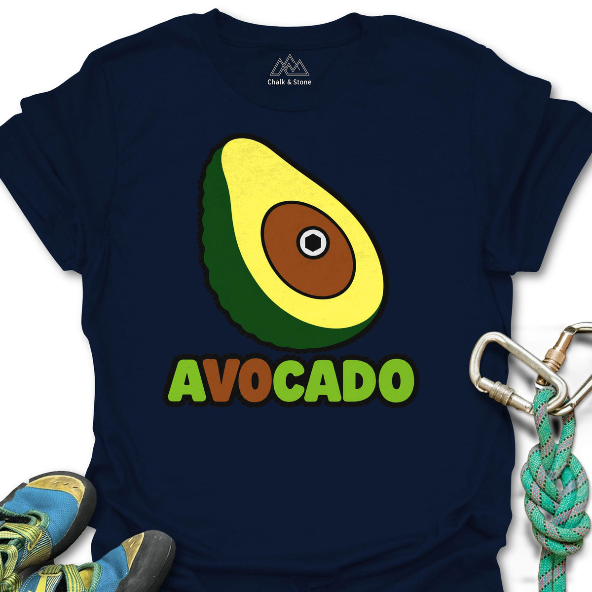 AV0CADO Avocado Hold Tee in Navy — flat lay mockup