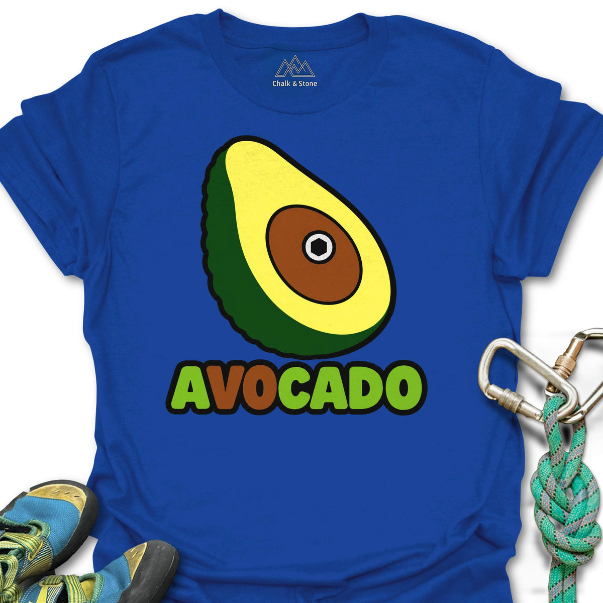 AV0CADO Avocado Hold Tee in Royal — flat lay mockup