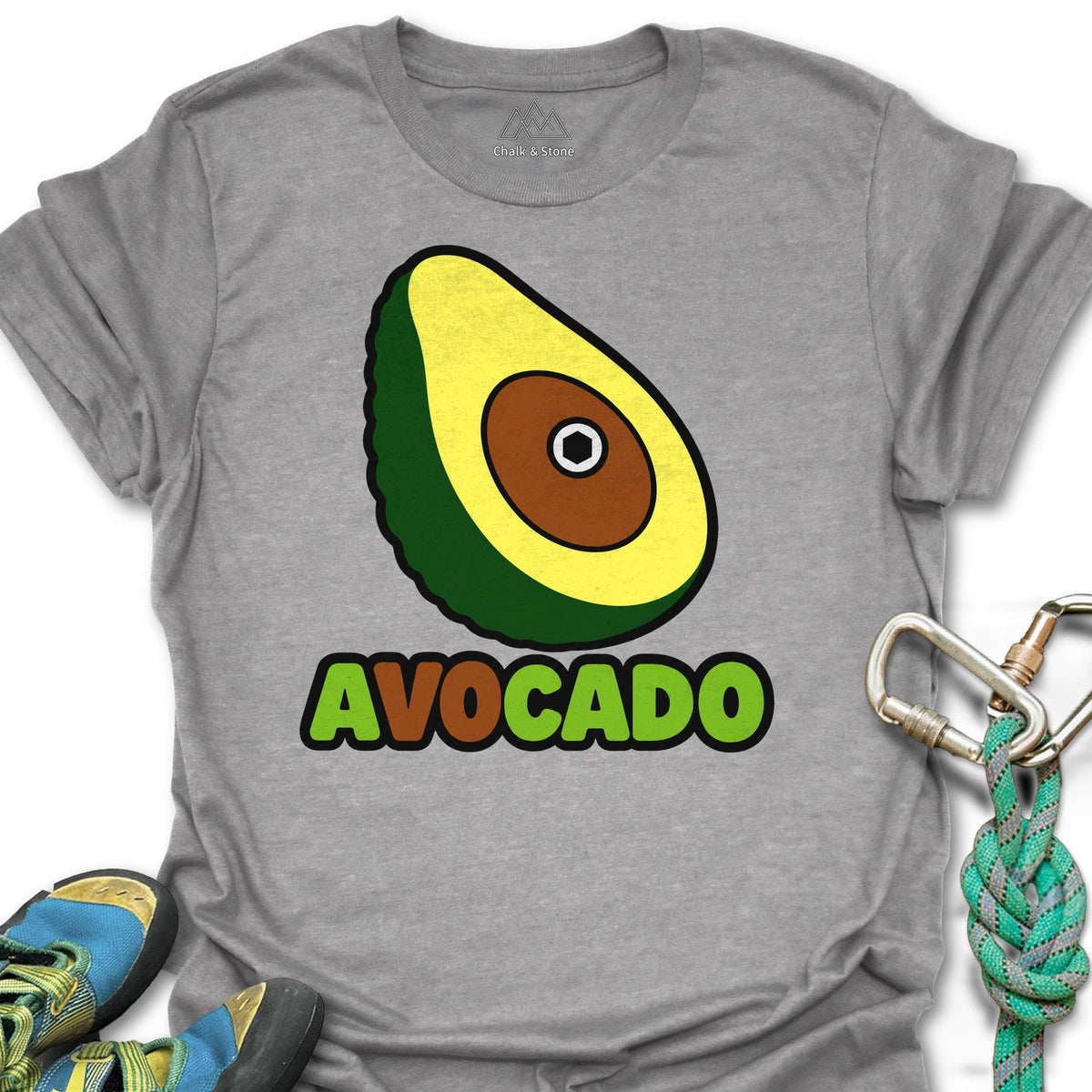 AV0CADO Avocado Hold Tee in Sport Grey — flat lay mockup