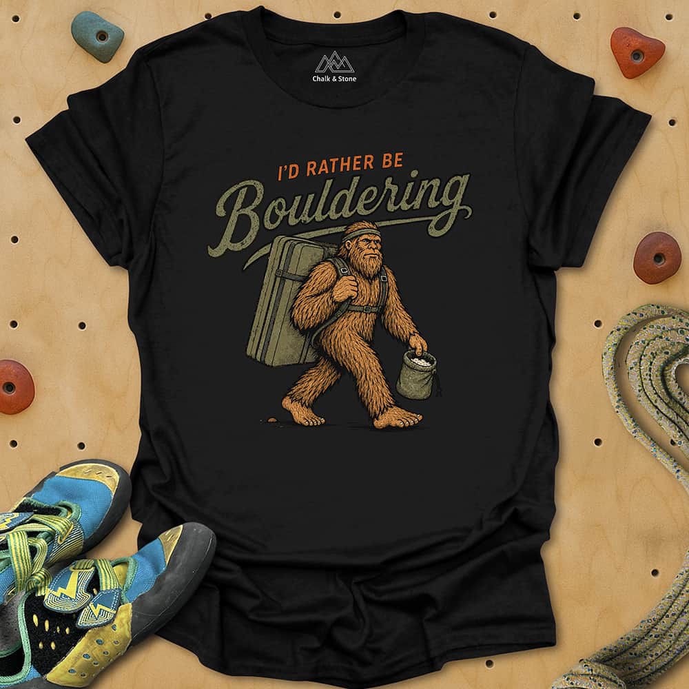 Rather Be Bouldering Sasquatch Tee