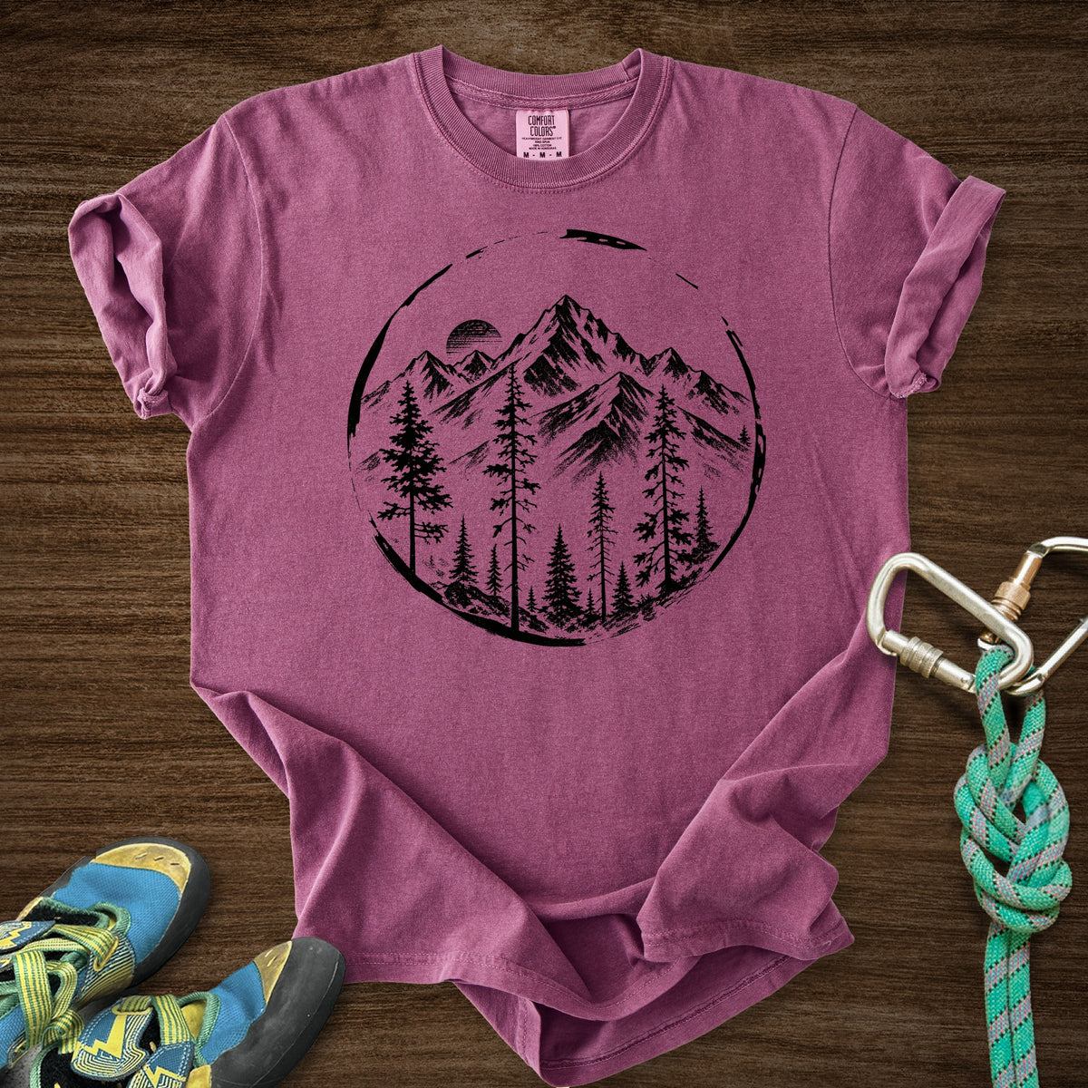 Brushed Mtn Range Premium in Berry — flat lay mockup