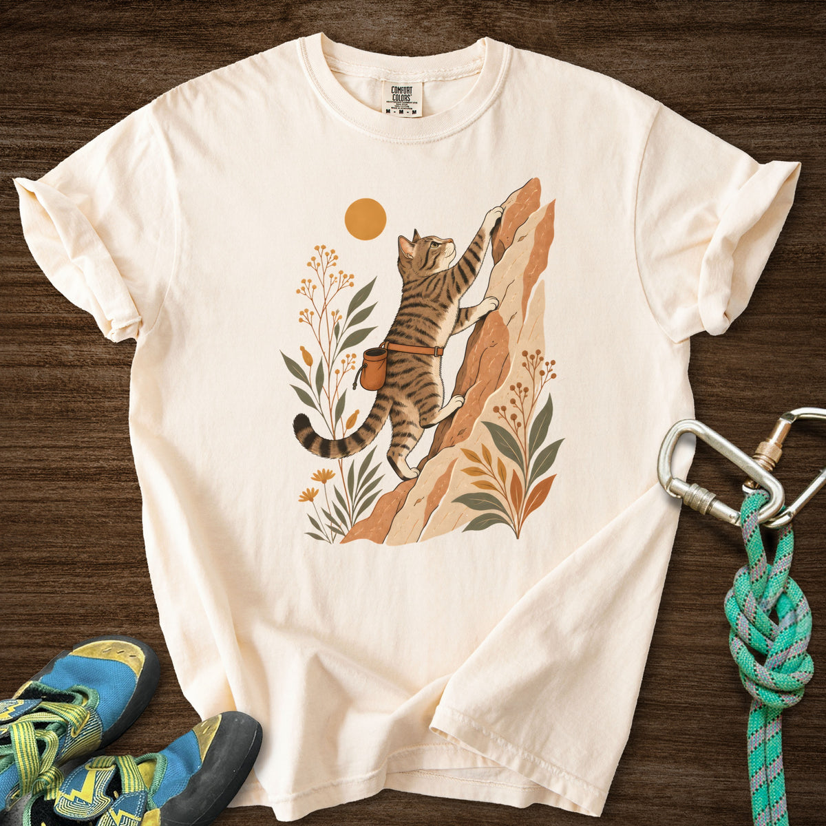 Cat Boho Climb Premium in Ivory — flat lay mockup