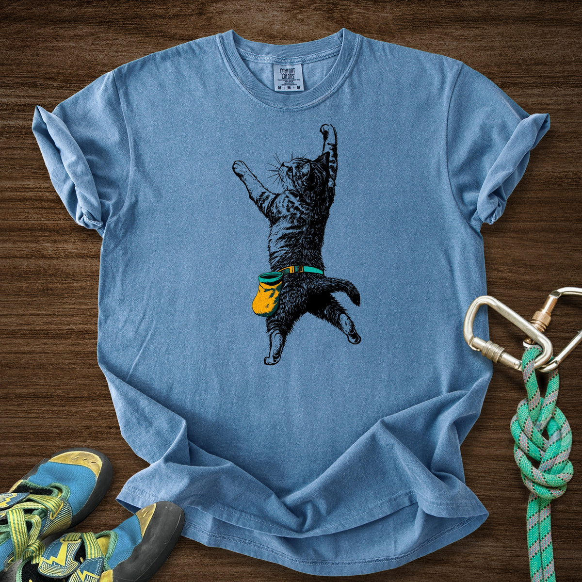 Cat Static Climb Accent Premium in Blue Jean — flat lay mockup