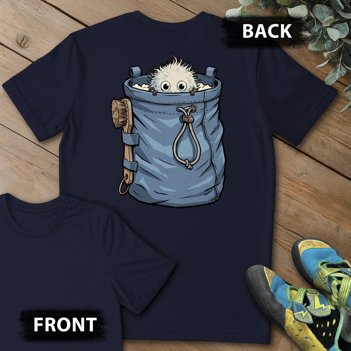 Chalk Ball Peek Backprint Tee in Navy — flat lay mockup