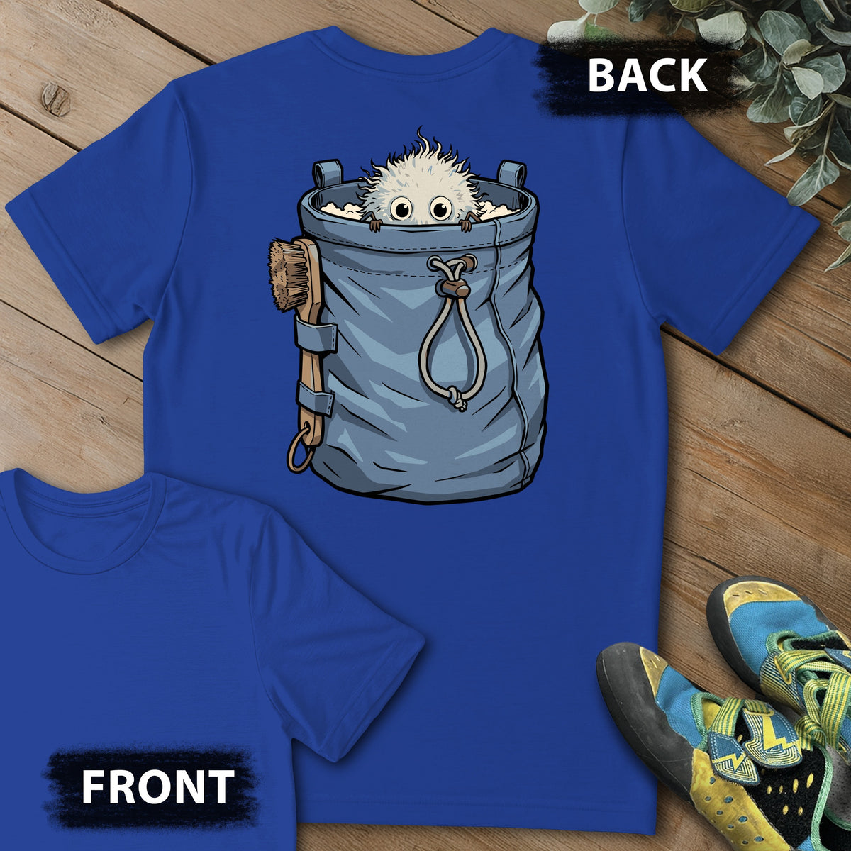 Chalk Ball Peek Backprint Tee in Royal — flat lay mockup