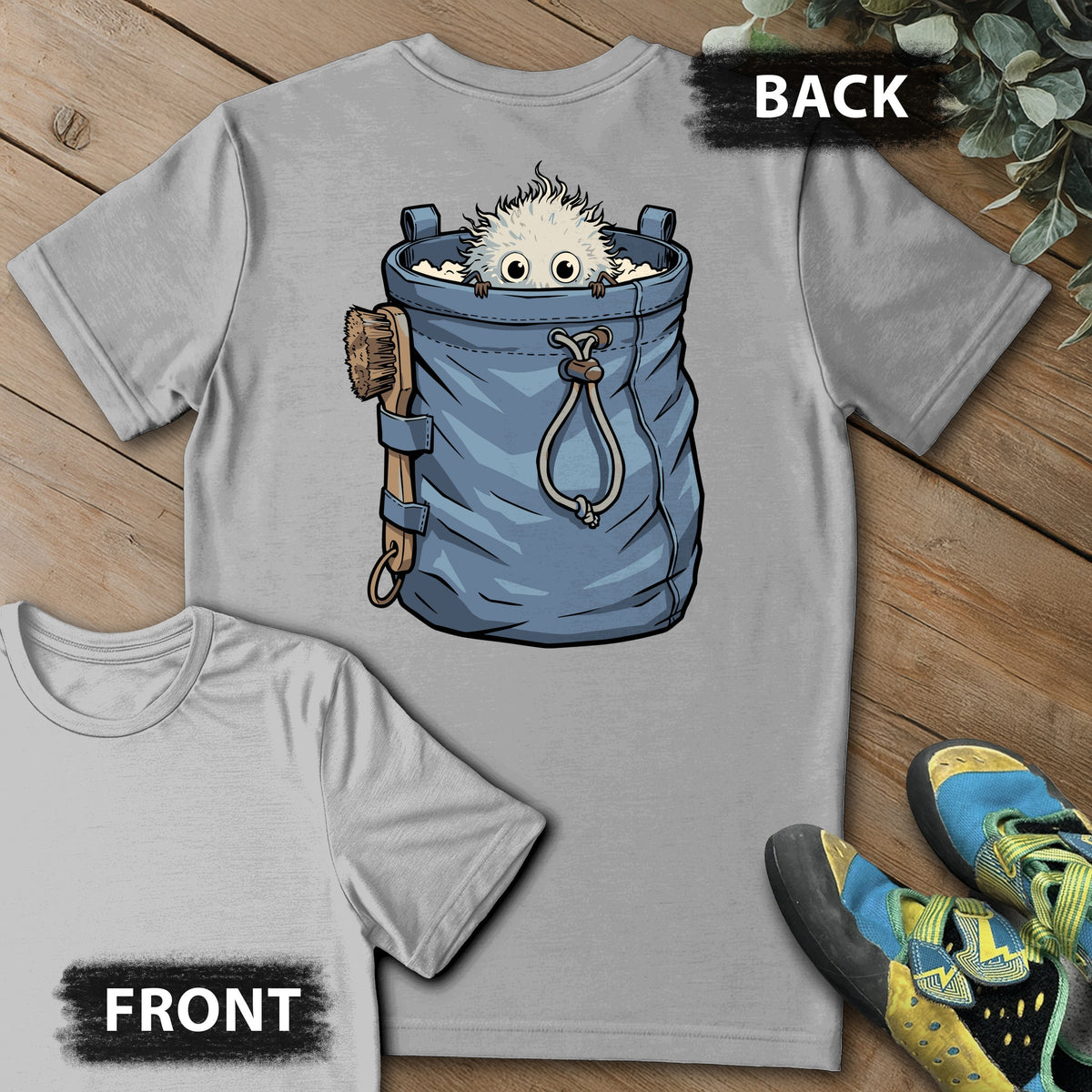 Chalk Ball Peek Backprint Tee in Sport Grey — flat lay mockup