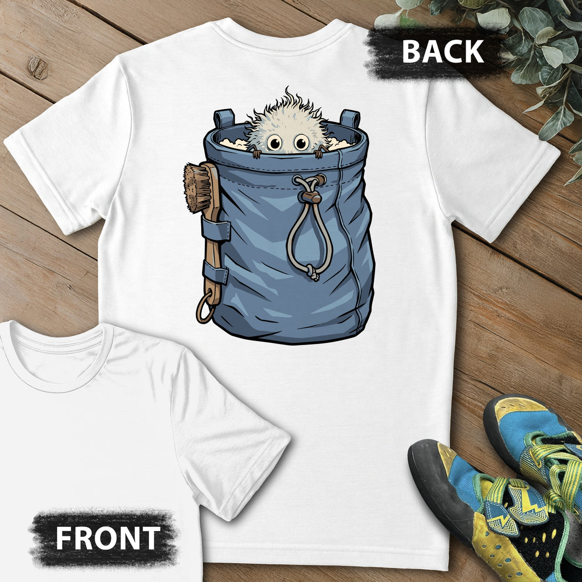 Chalk Ball Peek Backprint Tee in White — flat lay mockup