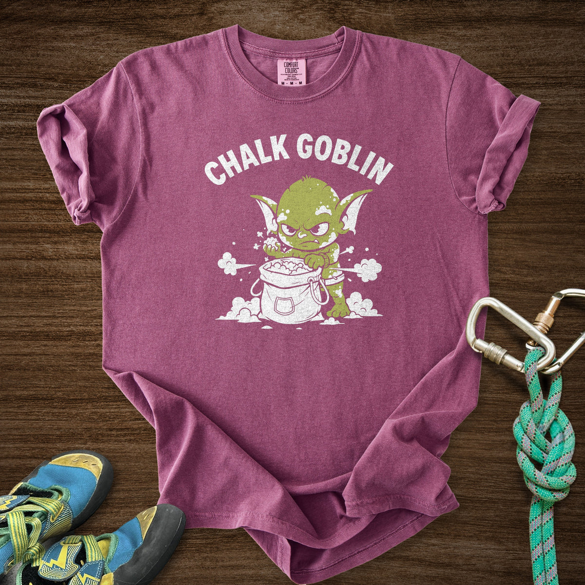 Chalk Goblin Premium in Berry — flat lay mockup