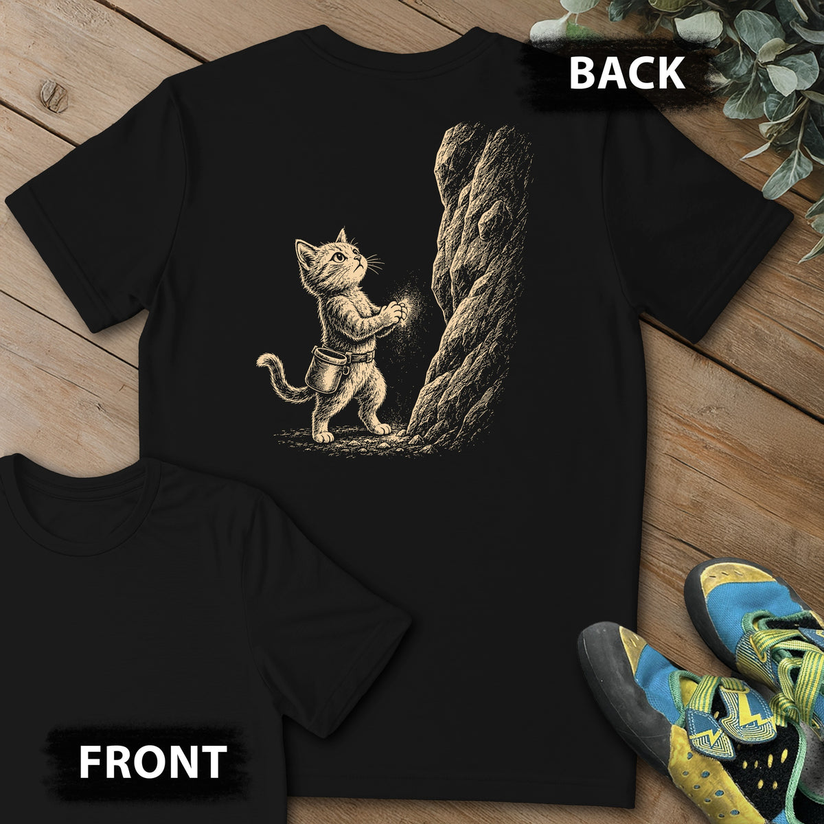 Chalked And Locked Backprint Tee in Black — flat lay mockup