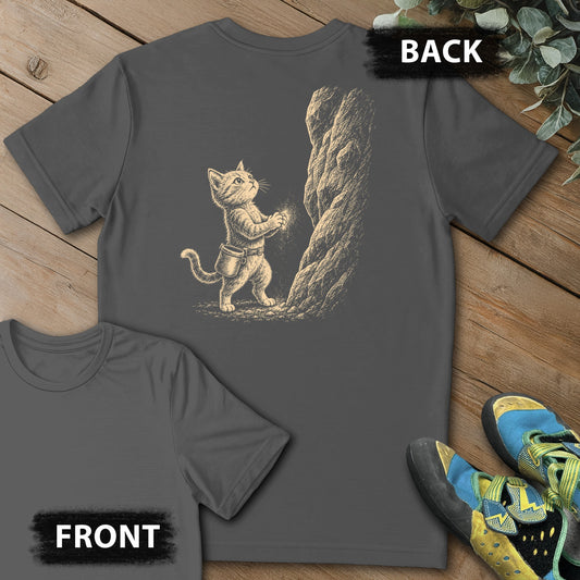 Chalked And Locked Backprint Tee in Charcoal — flat lay mockup