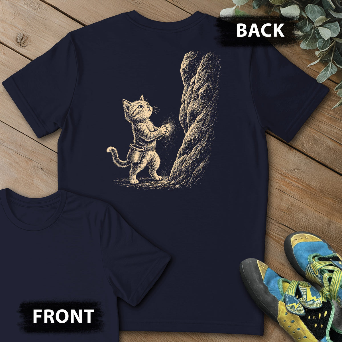 Chalked And Locked Backprint Tee in Navy — flat lay mockup