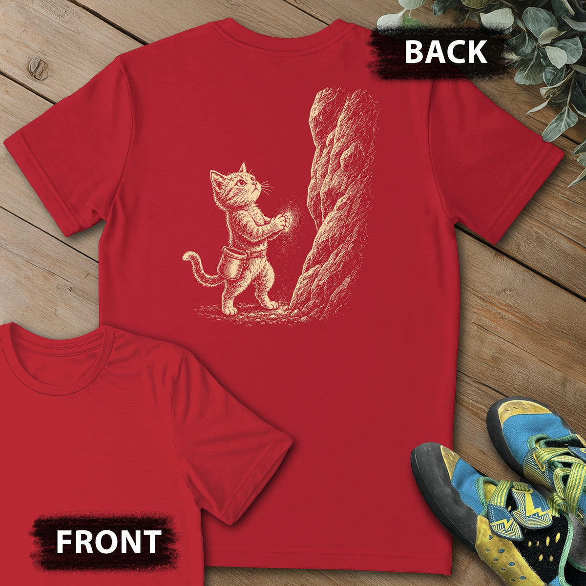 Chalked And Locked Backprint Tee in Red — flat lay mockup