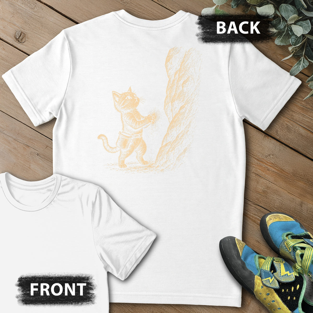 Chalked And Locked Backprint Tee in White — flat lay mockup