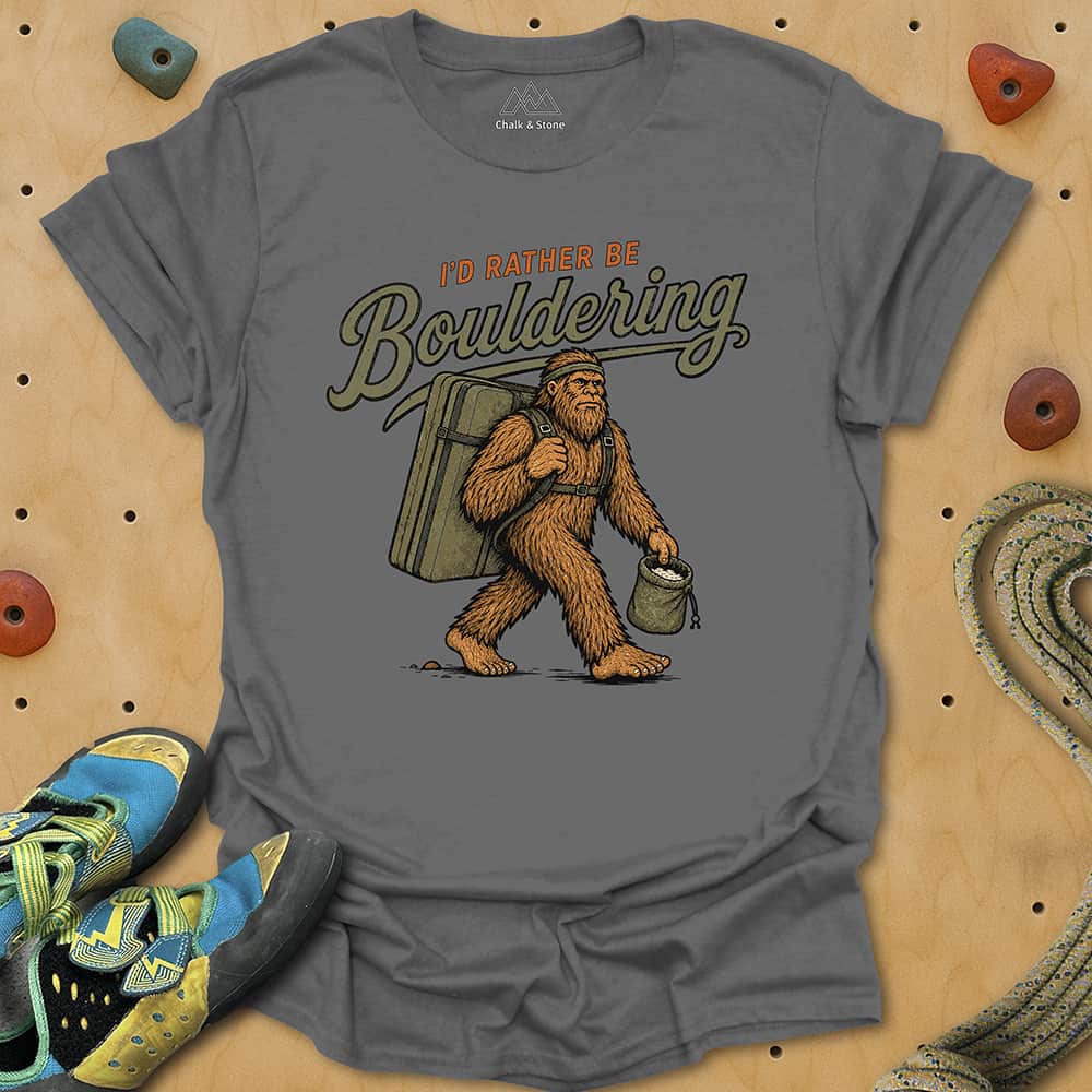 Rather Be Bouldering Sasquatch Tee
