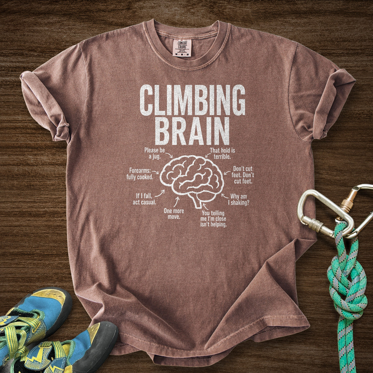 Climb Brain Premium in Espresso — flat lay mockup