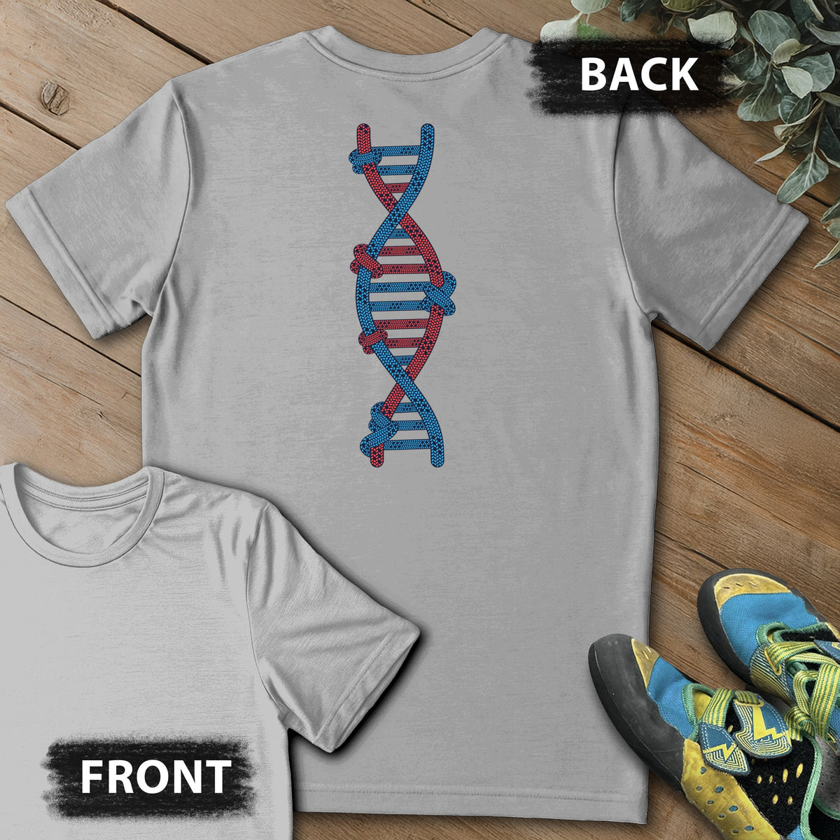 Climbing's In My DNA Backprint Tee in Sport Grey — flat lay mockup
