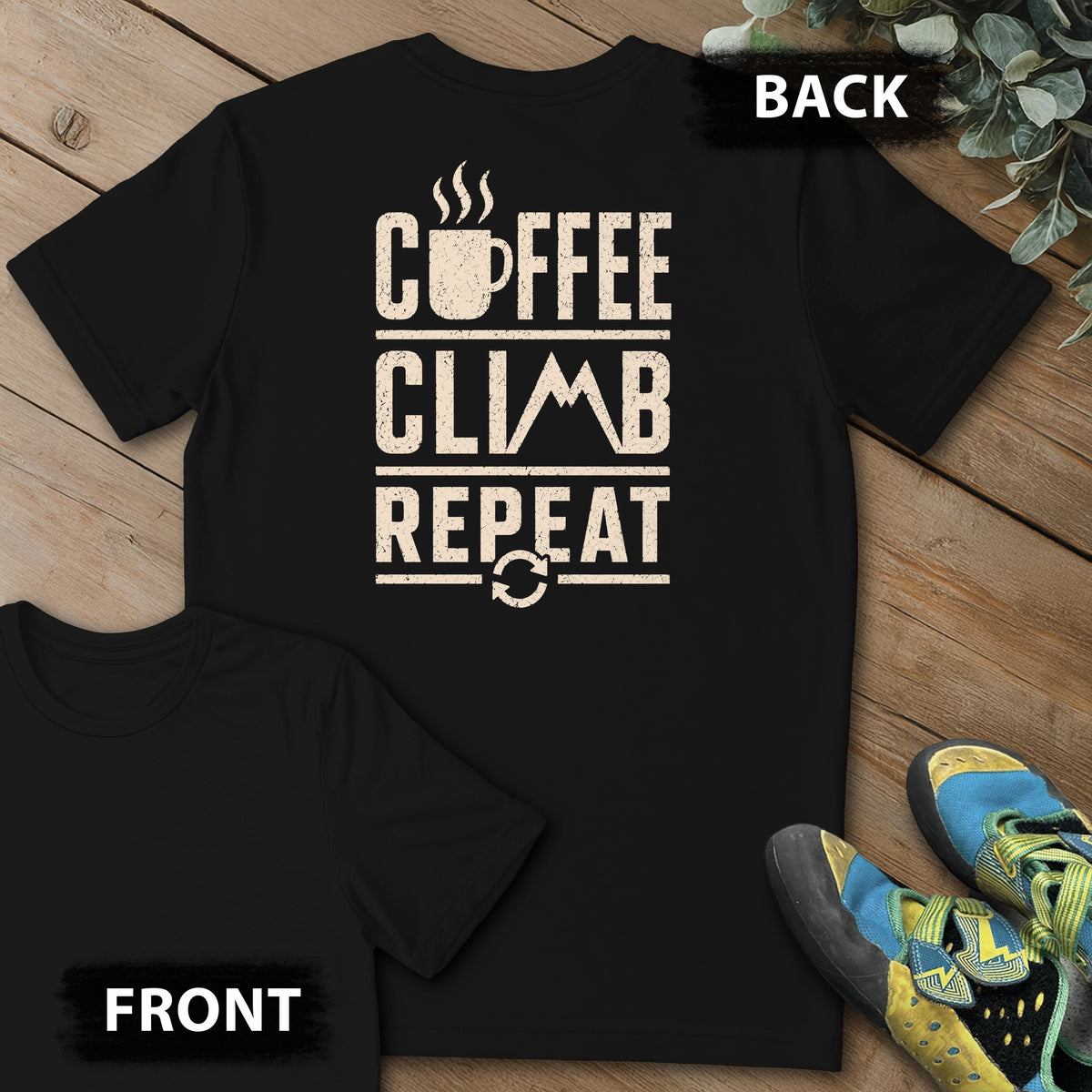 Daily Ritual Backprint Tee in Black — flat lay mockup
