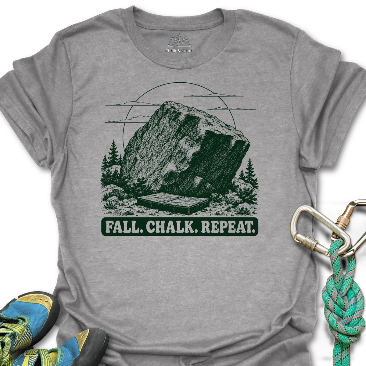 Fall Chalk Repeat Tee in Sport Grey — flat lay mockup