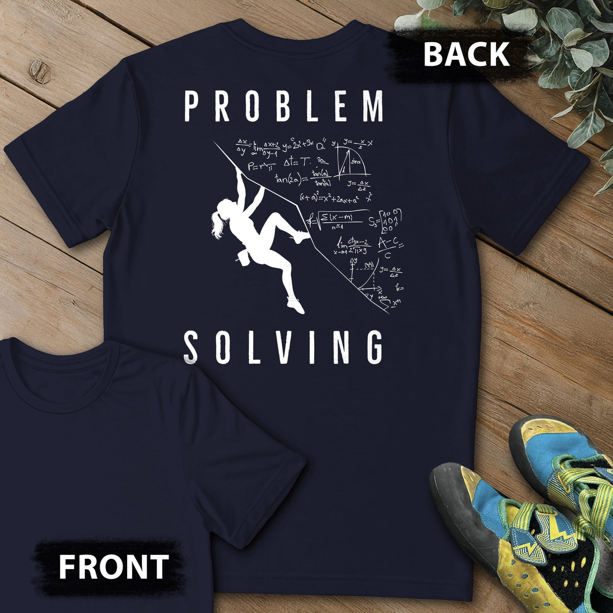 Girl Problem Solving Project Backprint Tee in Navy — flat lay mockup