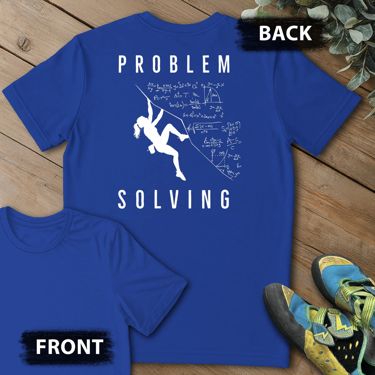Girl Problem Solving Project Backprint Tee in Royal — flat lay mockup
