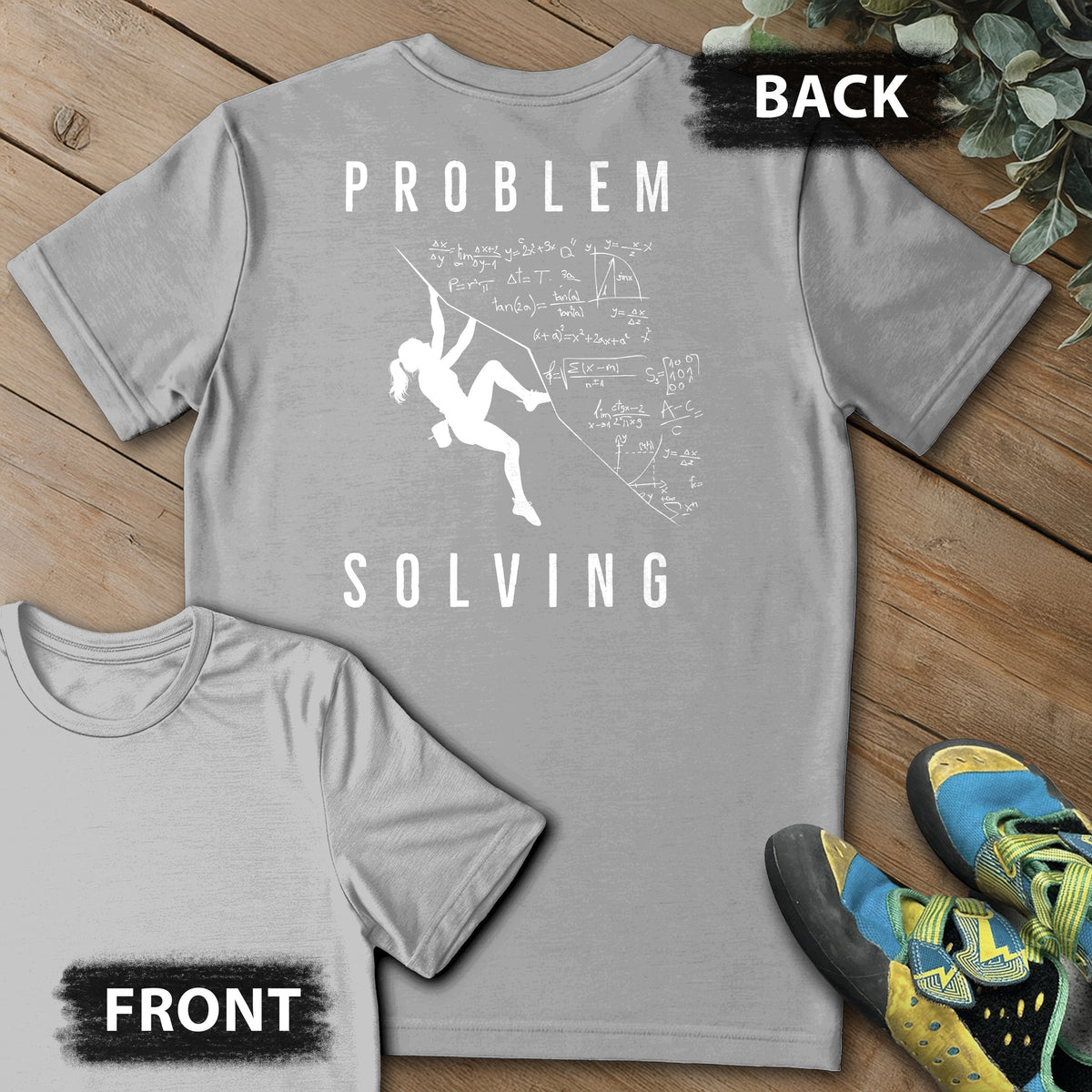Girl Problem Solving Project Backprint Tee in Sport Grey — flat lay mockup