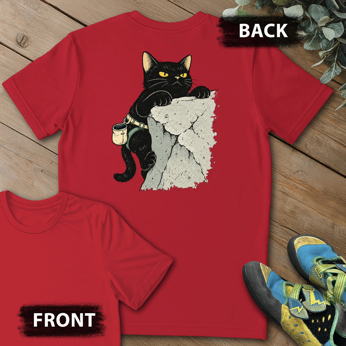 Grumpy Cat Top Out Backprint Tee in Red — flat lay mockup
