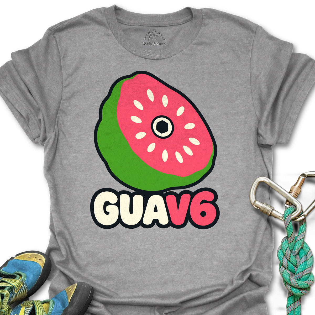 GUAV6 Guava Hold Tee in Sport Grey — flat lay mockup