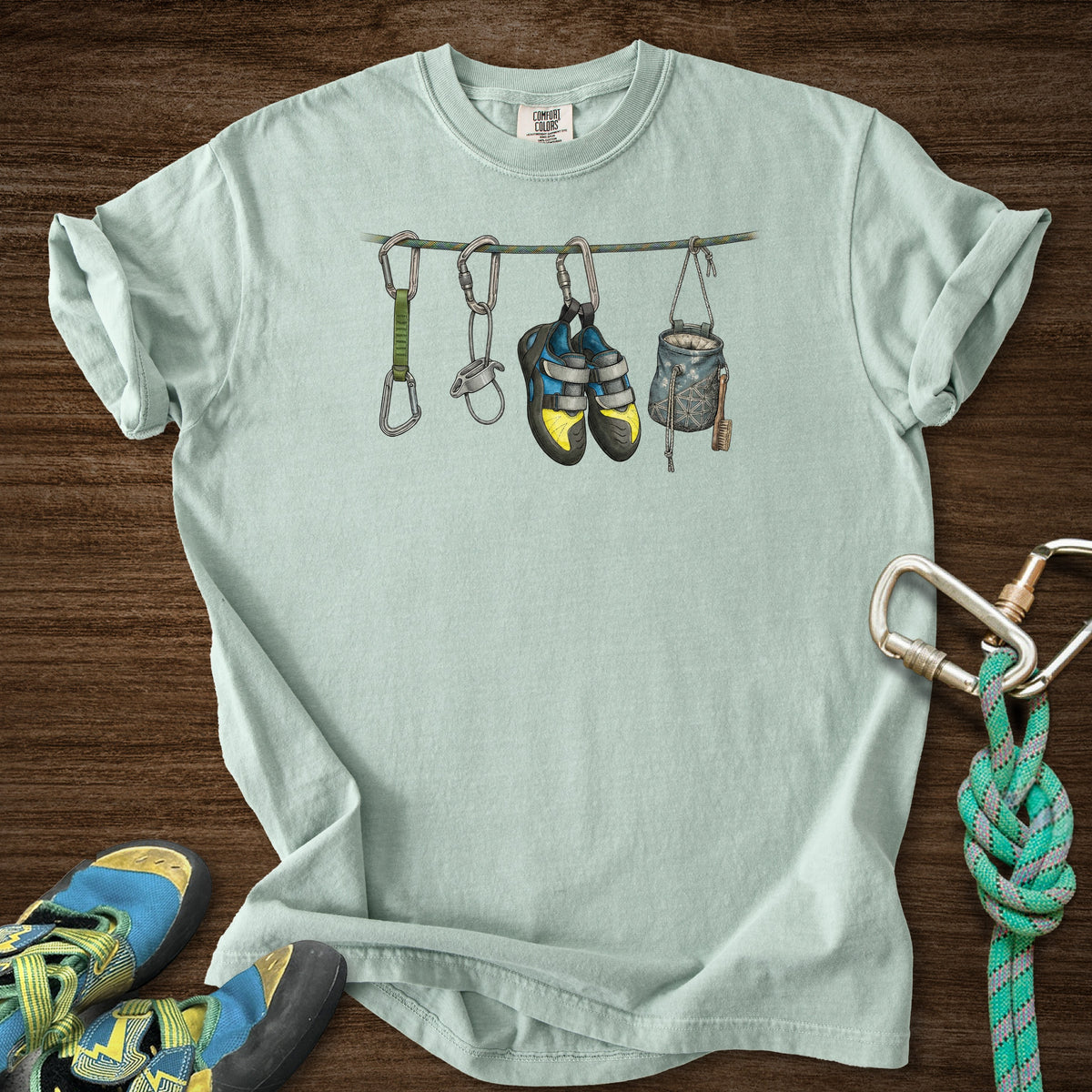 Hanging Equipment Naturalist Premium in Bay — flat lay mockup