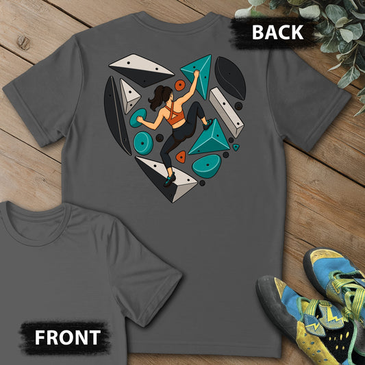 Heart Spray Wall Backprint Tee in Charcoal — flat lay mockup